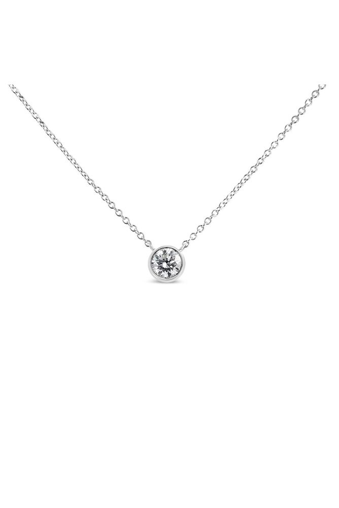1/2 Carat Round Brilliant-Cut Diamond Modern Bezel-Set Solitaire Necklace